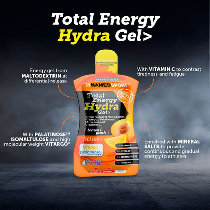 Caja de 32 Geles Named Sport Total Energy Hydra Lemon&peach (50 ml)