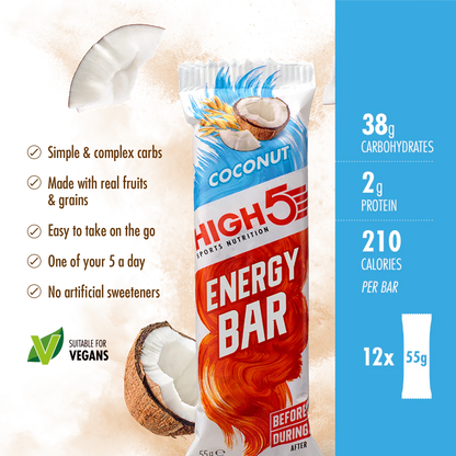 Barra energética High5 (2 sabores Caramelo y Coco)