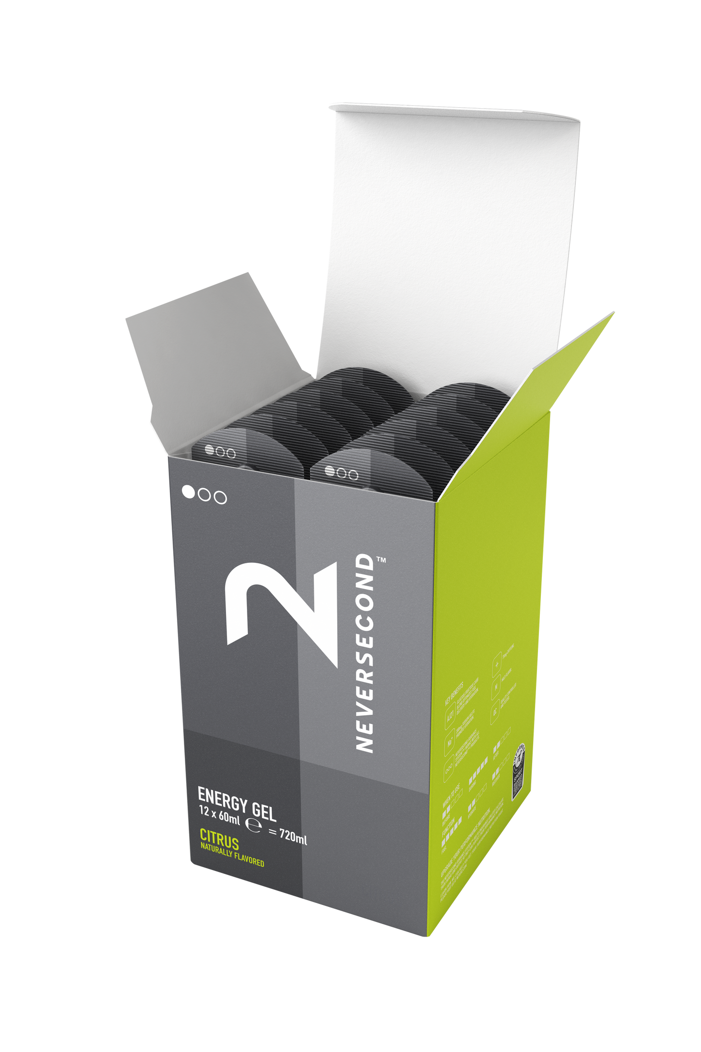 Caja de 12 Geles Neversecond C30 (60g) (4 Sabores)