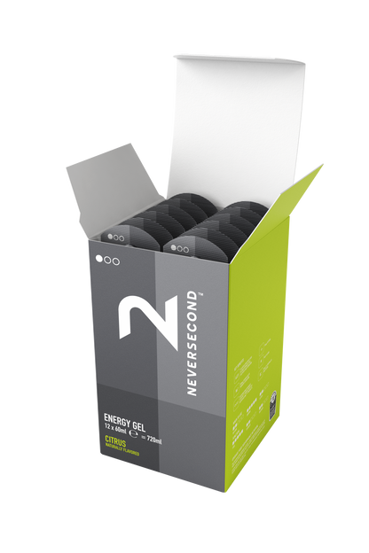 Caja de 12 Geles Neversecond C30 (60g) (4 Sabores)