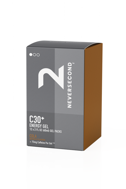 Caja de 12 Geles Neversecond C30+ Con Cafeina (60g) (Sabores Expresso y Cola)