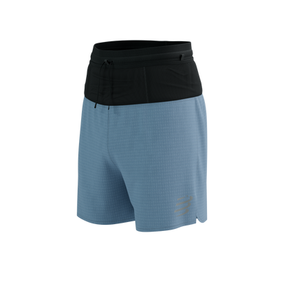 Short y Calza de Trail Compressport Racing Overshort Celeste Negro