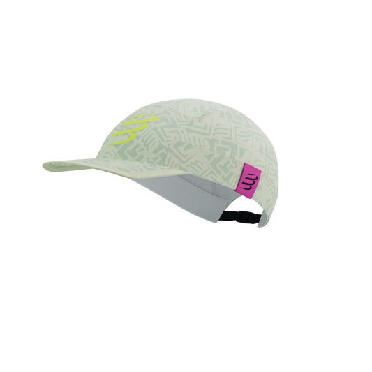 Gorro Jockey Compressport 5 Panel Light Cap (Colores Blanco amarillo reflectante)