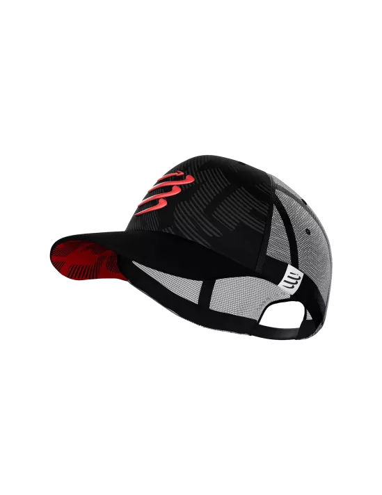 Gorro Jockey Compressport Trucker Cap Negro Rojo