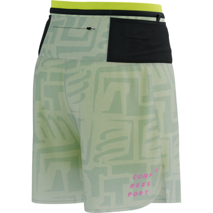 Short y Calza de Trail Compressport Racing 2-In-1 Short M Sugar Swizzle/Ice Flow Safety Yellow