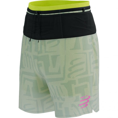 Short y Calza de Trail Compressport Racing 2-In-1 Short M Sugar Swizzle/Ice Flow Safety Yellow