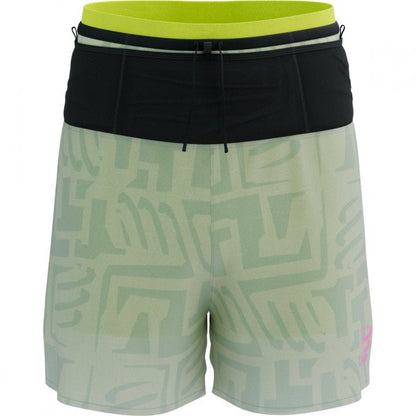 Short y Calza de Trail Compressport Racing 2-In-1 Short M Sugar Swizzle/Ice Flow Safety Yellow