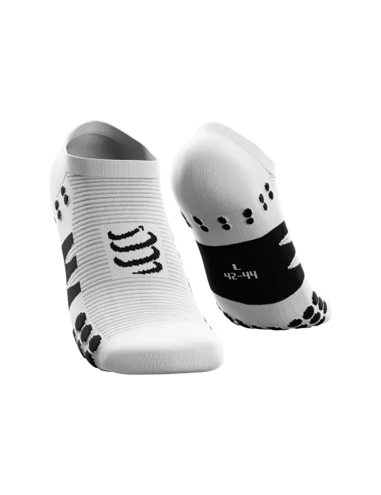 Calcetines de running cortos Compressport No Show Socks Blanco Negro