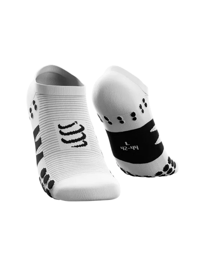 Calcetines de running cortos Compressport No Show Socks Blanco Negro