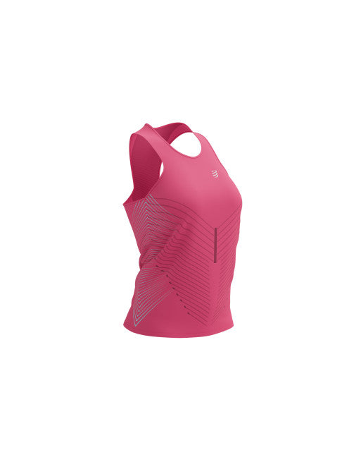 Polera Peto de running mujer Compressport Performance Singlet W Rosado