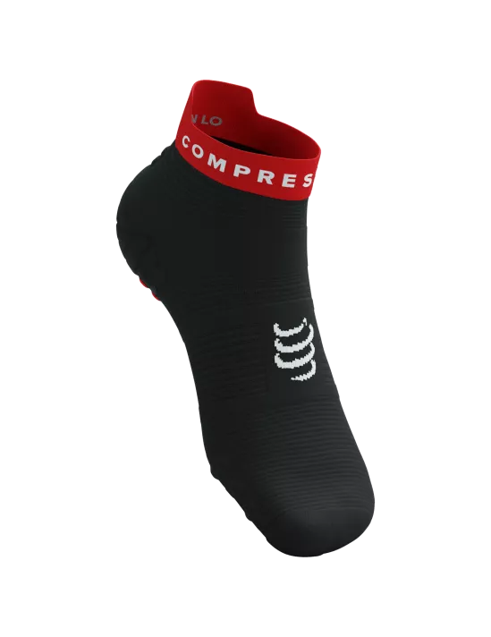 Calcetines de Running Cortos Compressport Pro Racing Socks RUN LOW v4.0 negro rojo