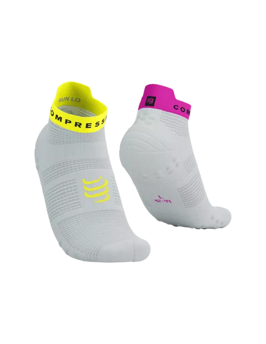 Calcetines de Running Cortos Compressport Pro Racing Socks RUN LOW v4.0 Blanco rosado