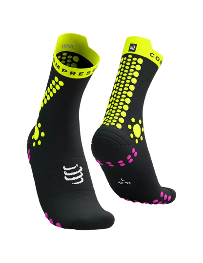 Calcetines de Trail Running medios Compressport Pro Racing Socks v4.0 Negro amarillo