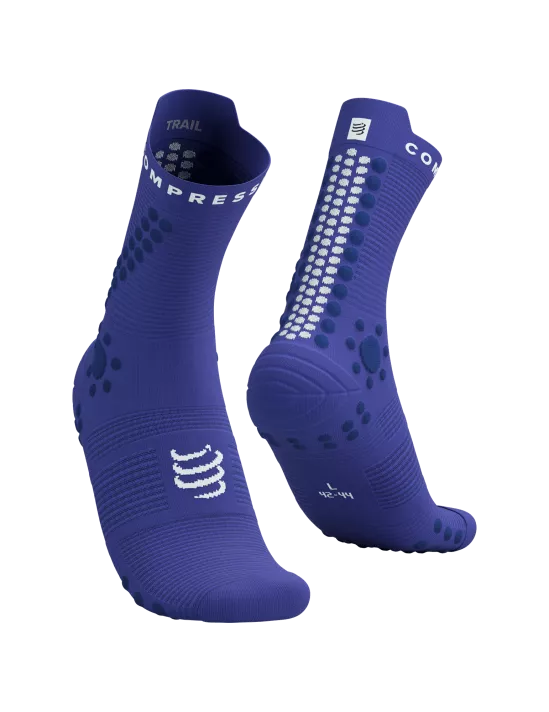 Calcetines de Trail Running medios Compressport Pro Racing Socks v4.0 Azul Blanco