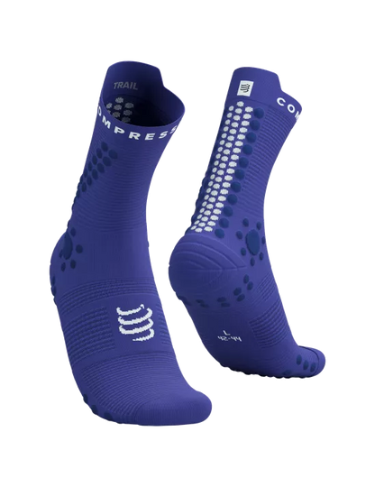 Calcetines de Trail Running medios Compressport Pro Racing Socks v4.0 Azul Blanco