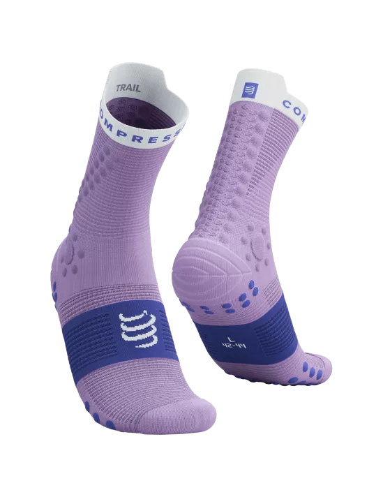 Calcetines de Trail Running medios Compressport Pro Racing Socks v4.0 Morado Blanco