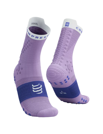 Calcetines de Trail Running medios Compressport Pro Racing Socks v4.0 Morado Blanco