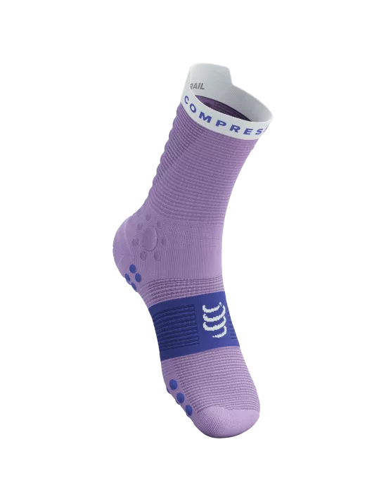 Calcetines de Trail Running medios Compressport Pro Racing Socks v4.0 Morado Blanco