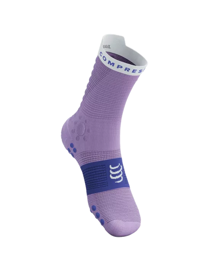 Calcetines de Trail Running medios Compressport Pro Racing Socks v4.0 Morado Blanco