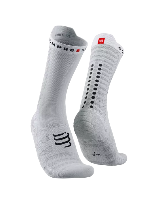 Calcetines de ciclismo medios Compressport Pro Racing Socks v4.0 ULTRALIGHT Blanco