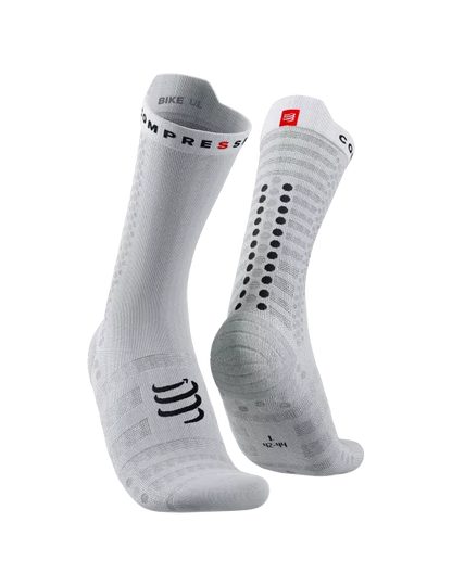 Calcetines de ciclismo medios Compressport Pro Racing Socks v4.0 ULTRALIGHT Blanco