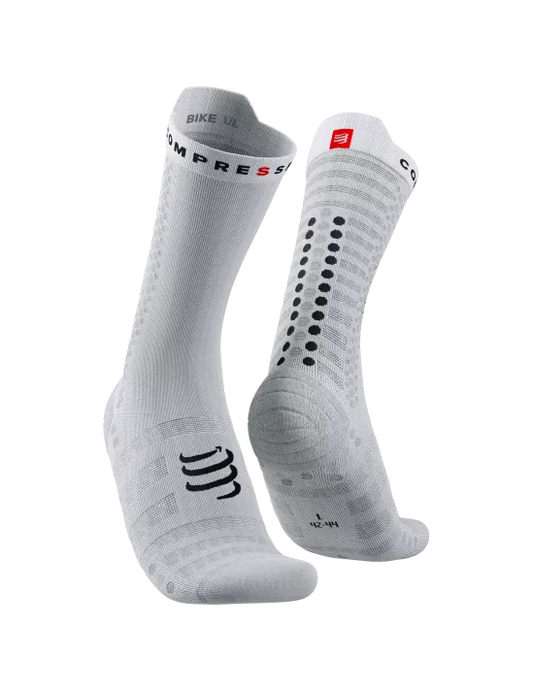 Calcetines de ciclismo medios Compressport Pro Racing Socks v4.0 ULTRALIGHT Blanco