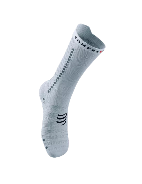 Calcetines de ciclismo medios Compressport Pro Racing Socks v4.0 ULTRALIGHT Blanco