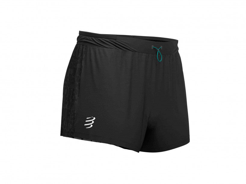 Shorts deportivos de Running cortos Compressport Racing Split Overshort negros