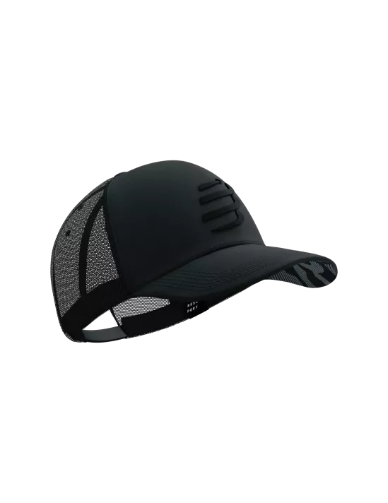 Gorro Jockey Compressport Trucker Cap Negro Reflectante