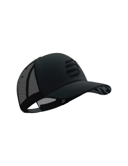 Gorro Jockey Compressport Trucker Cap Negro Reflectante