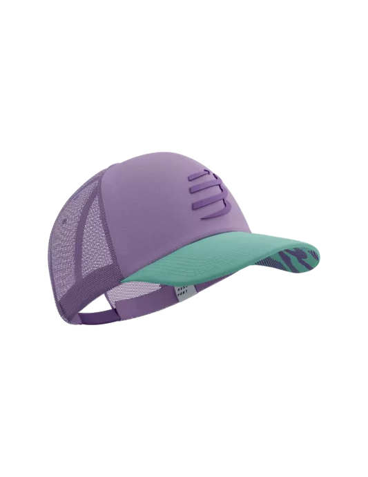 Gorro Jockey Compressport Trucker Cap Morado turquesa