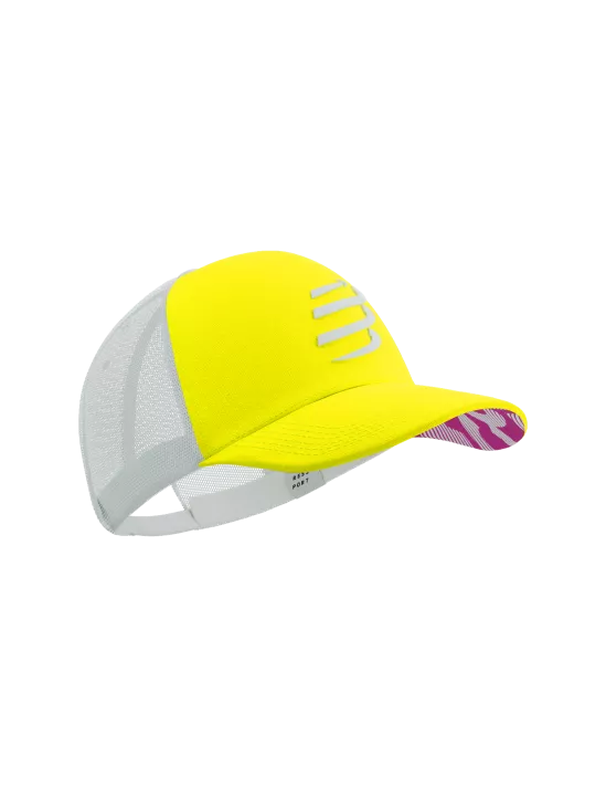 Gorro Jockey Compressport Trucker Cap Amarillo Rosado