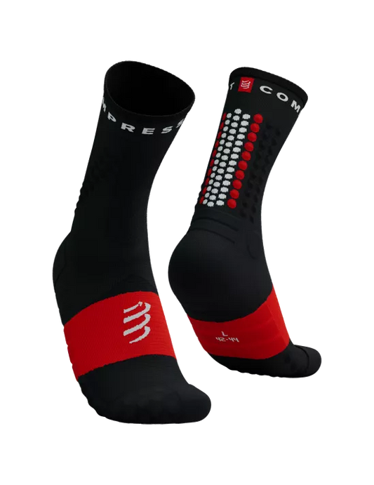 Calcetines Compressport Ultra Trail Medios Socks V2.0 Negro Rojo