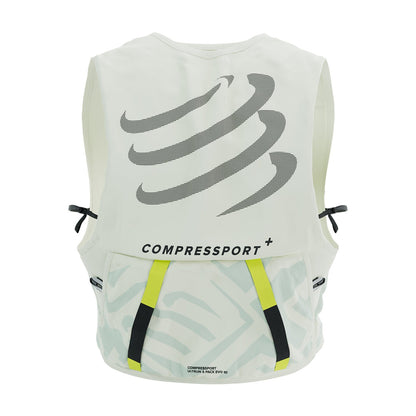 Mochila Peto de Trail Running UltRun S Pack Evo 10 Blanco amarillo reflectante 10 litros