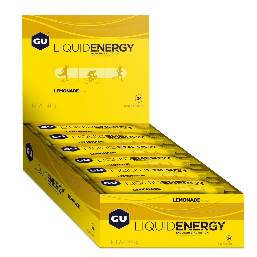 Caja de 12 Geles Liquidos GU Energy Gel 60g. Con y sin Cafeína (3 Sabores)