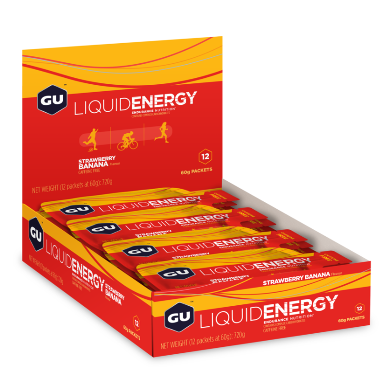 Caja de 12 Geles Liquidos GU Energy Gel 60g. Con y sin Cafeína (3 Sabores)