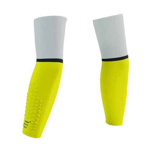 Manguillas Compressport ArmForce Ultralight (Amarillo seguridad, blanco)