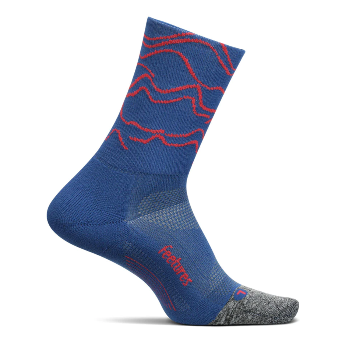 Calcetín deportivo Feetures Largo - Azul con rojo
