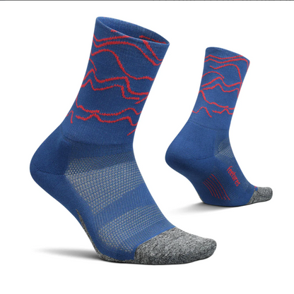 Calcetín deportivo Feetures Largo - Azul con rojo