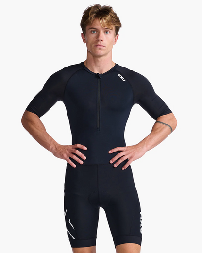 Traje de Triatlón Trisuit Hombre 2XU Core Sleeved - Negro Blanco