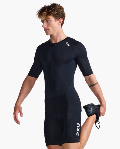 Traje de Triatlón Trisuit Hombre 2XU Core Sleeved - Negro Blanco