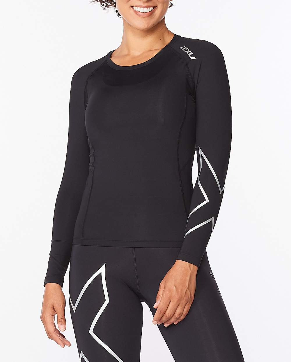 Polera Compresión Mujer Manga Larga Core Compression - Black/Silver - 2XU