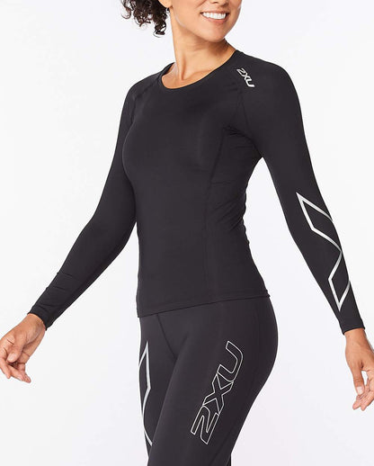 Polera Compresión Mujer Manga Larga Core Compression - Black/Silver - 2XU