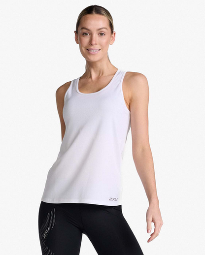 Polera de running sin manga Mujer Aero - Blanco reflectante - 2XU