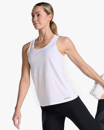 Polera de running sin manga Mujer Aero - Blanco reflectante - 2XU