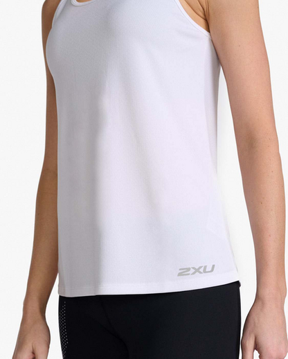 Polera de running sin manga Mujer Aero - Blanco reflectante - 2XU