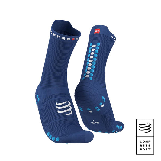 Calcetines de Running Pro Racing Socks Run High v4.0 Sodalite/Fluo Blue - Compressport