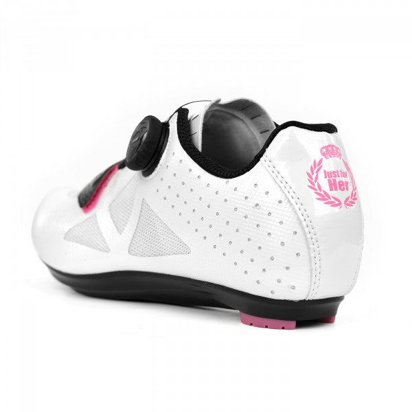 Zapato de ciclismo de Ruta Mujer EKOI JUST FOR HER Blanco con toque rosado