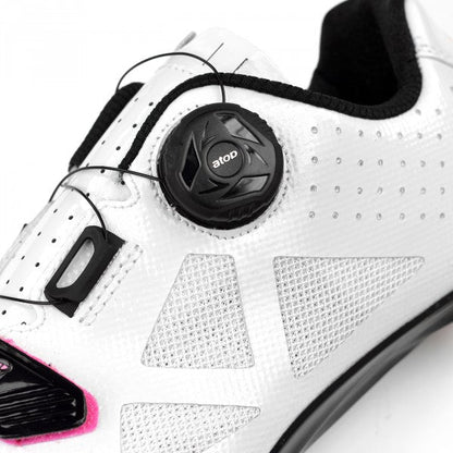 Zapato de ciclismo de Ruta Mujer EKOI JUST FOR HER Blanco con toque rosado