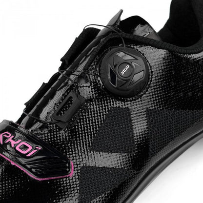 Zapato de ciclismo de Ruta Mujer EKOI JUST FOR HER Negro con toque rosado